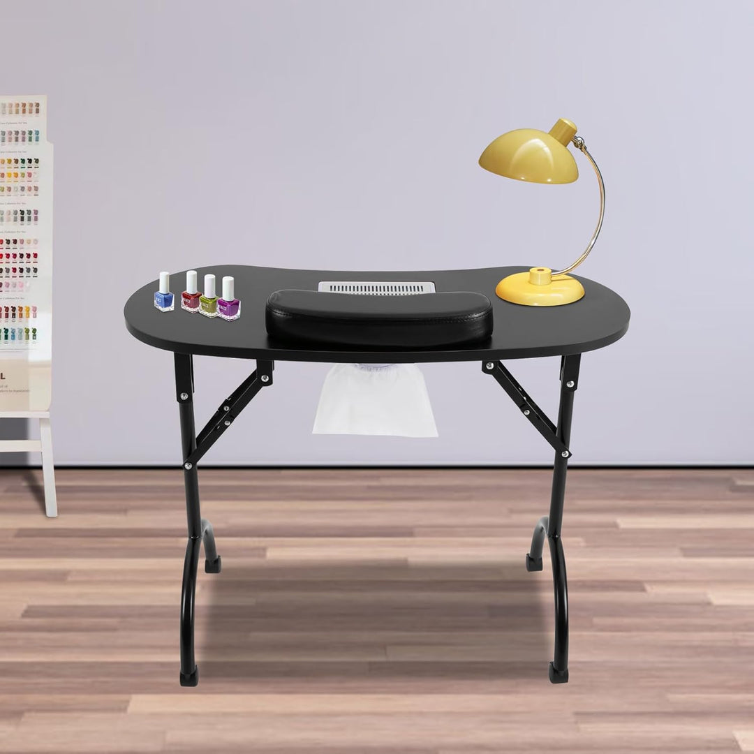 Manikürtisch mit Nagelstaubsauger, 90×40×72,5 cm, klappbar, mit Rollen und Bremsen – mobiler Nagelti