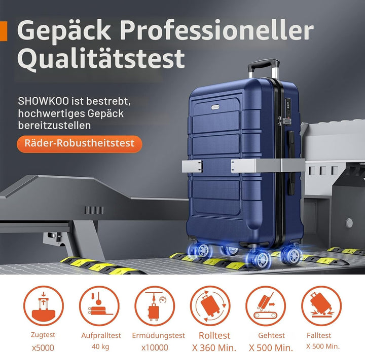 SHOWKOO Koffer Mittelgross Hartschale Leicht Reisekoffer ABS+PC Erweiterbar Haltbar Trolley Handgepä