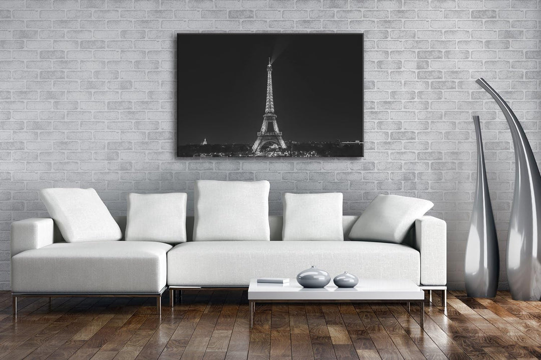 deyoli Eiffelturm in Paris bei Nacht Format: 60x40 Effekt: Schwarz/Weiss als Leinwand, Motiv fertig