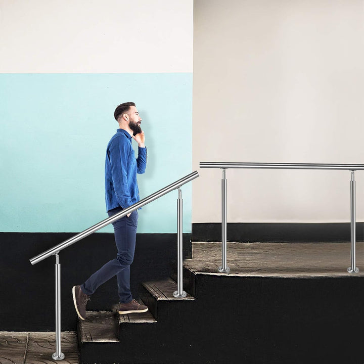 HENGMEI 160cm Treppengeländer Edelstahl-Handlauf Geländer Geländerstäben Terrassengeländer Bausatz T