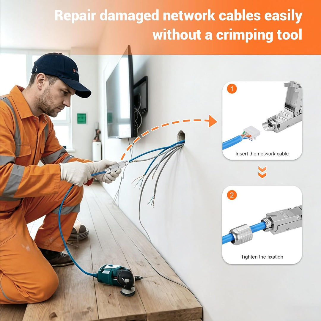 4PCS CAT 7 LSA Netzwerkkabel Verbinder werkzeuglos, RJ45 Cat7 Verbinder STP feldkonfektionierbare Ku