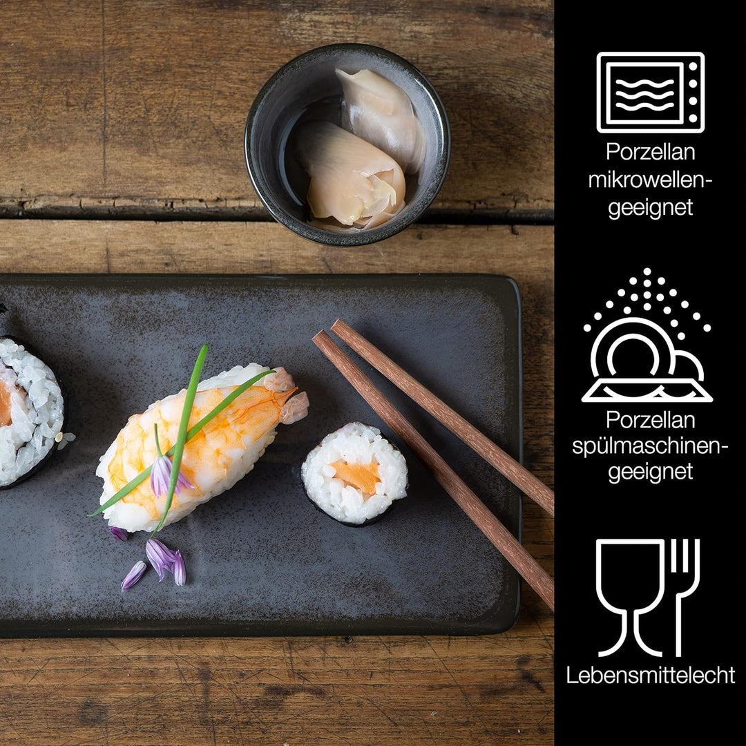 Moritz & Moritz VIDA 10-tlg. Sushi Geschirr Set für 2 Personen - Sushi Servierset mit 2x Sushi-Telle