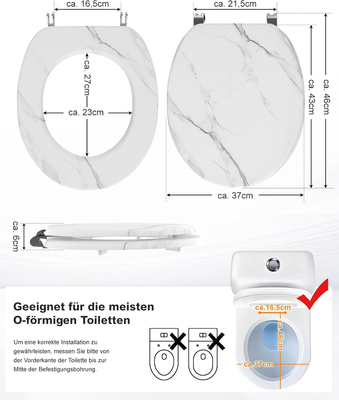 Ribelli WC Sitz mit Absenkautomatik, Toilettendeckel O-Form in Viele Motiven, Klodeckel Einfache Mon