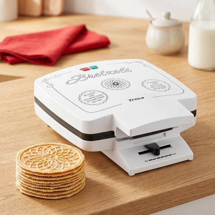 Trisa Bretzelieisen - 1000W, 4 Bretzeli gleichzeitig, antihaftbeschichtete Heizplatten & Temperaturr