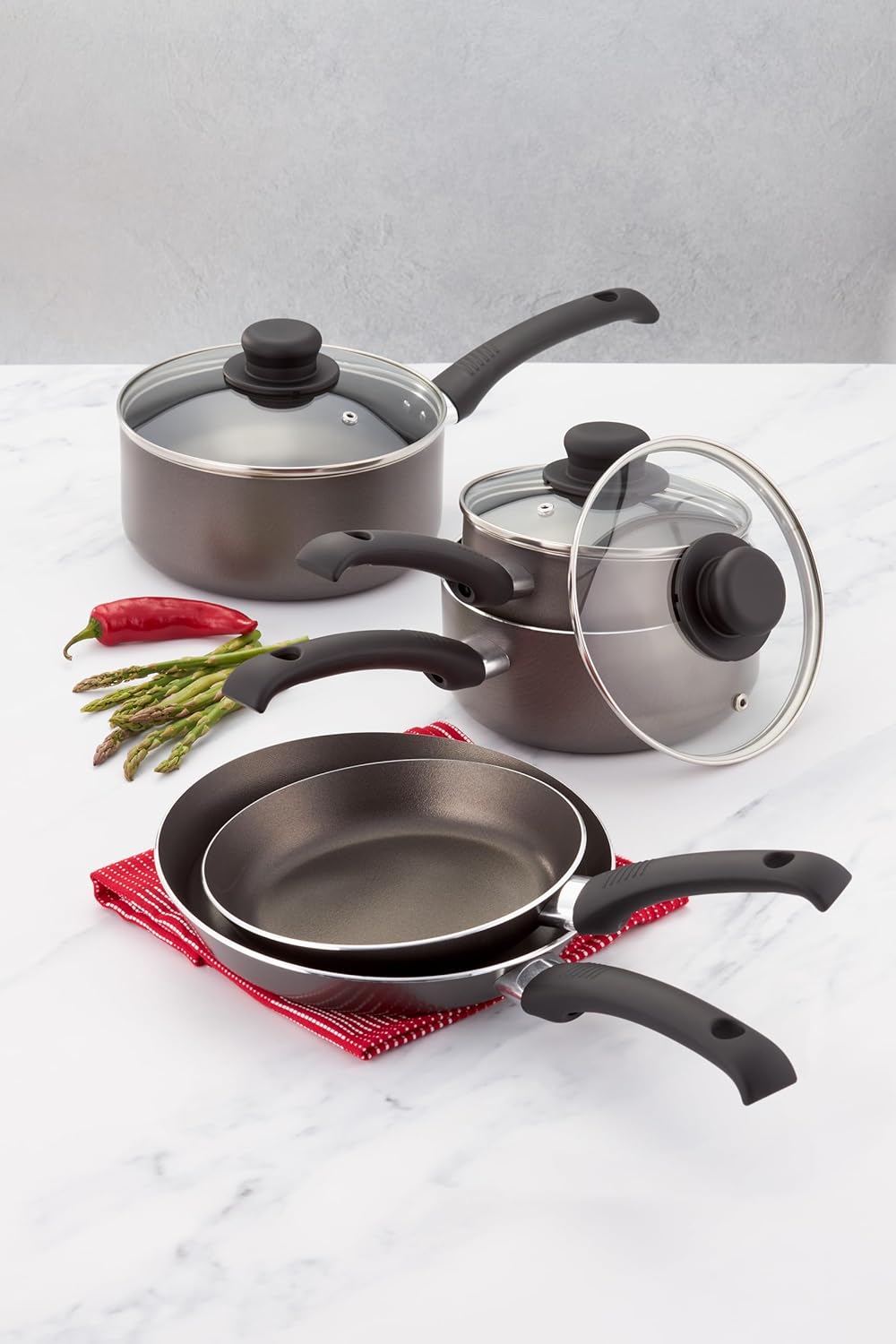 Judge Everyday Pfannen- und Topfset, Antihaftbeschichtet, 5 Teile, 16 cm, 18 cm, 20 cm Kochtopf Set,