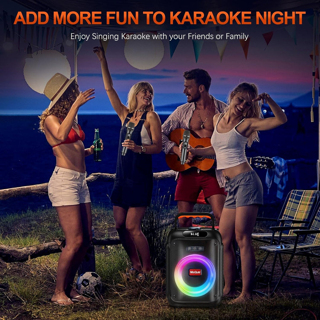 Karaoke-Maschine mit 2 Mikrofonen für Erwachsene Kinder, Bluetooth-Caraoke-Lautsprecher mit Bass/Höh