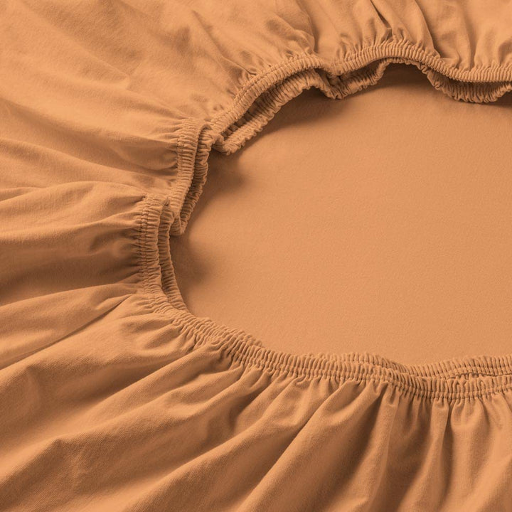 ESTELLA Spannbetttuch Zwirnjersey | Apricot | 100x200 cm | passend für Matratzen 140-160 (Breite) x