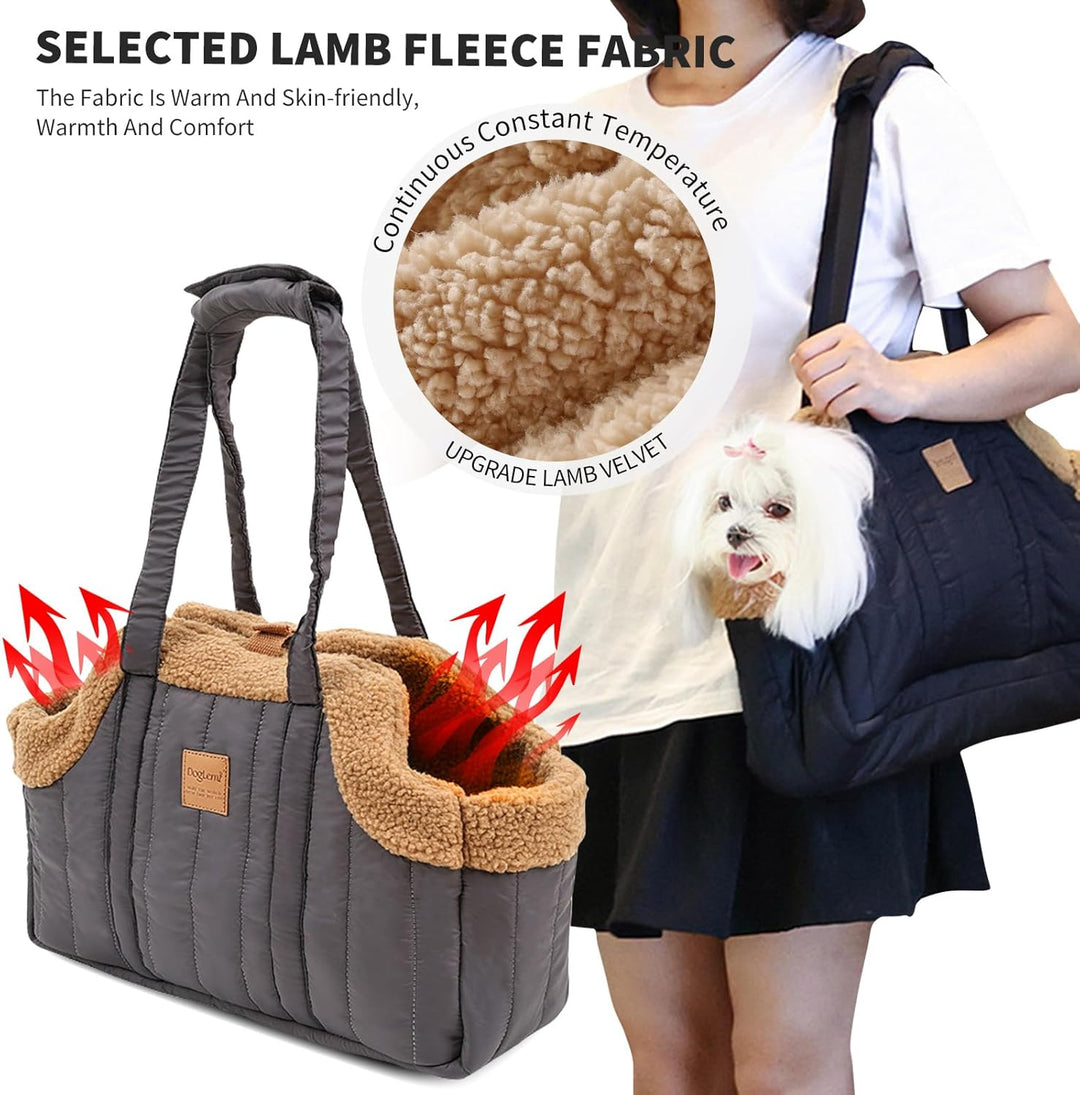 PETCUTE Tragetasche Hund und Katzen,Faltbare Warm Hundetragetasche Schultertasche mit Sicherheitshak