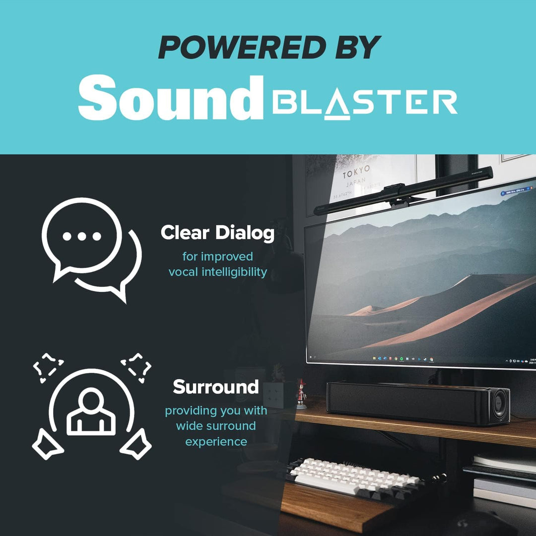 CREATIVE Stage SE Under-Monitor Soundbar mit USB Digital Audio und Bluetooth 5.3, Clear Dialog und S