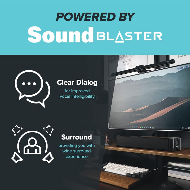 CREATIVE Stage SE Under-Monitor Soundbar mit USB Digital Audio und Bluetooth 5.3, Clear Dialog und S