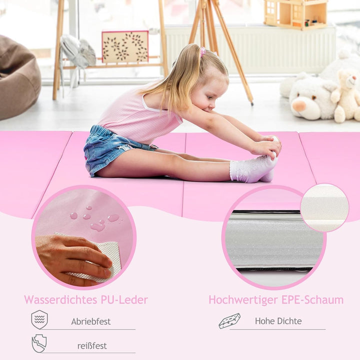 GOPLUS Faltbare Gymnastikmatte 240 cm x 116 cm x 5 cm, Faltbare Turnmatte mit Tragegriffen, Klettver