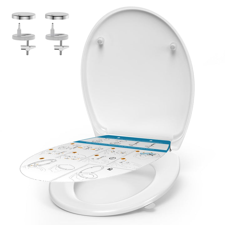 YEAUPE PRO Toilettendeckel mit Absenkautomatik Oval, Klodeckel Weiss, Duroplast | WC Sitz Abnehmbar