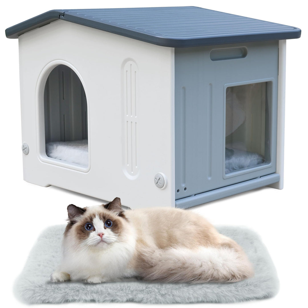 Katzenhäuser für Indoor-Katzen Kunststoff verwildert Outdoor-Katzenhaus Welpenunterkunft für kleine