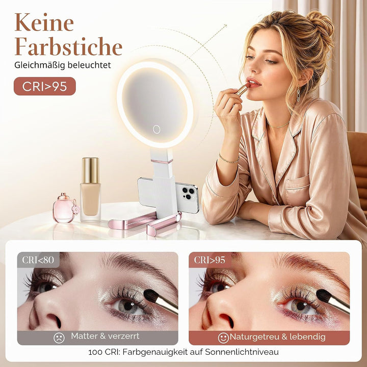 B Beauty Planet 30X/1X Vergrösserungsspiegel mit Licht, Höhenverstellbarer Schminkspiegel mit Beleuc