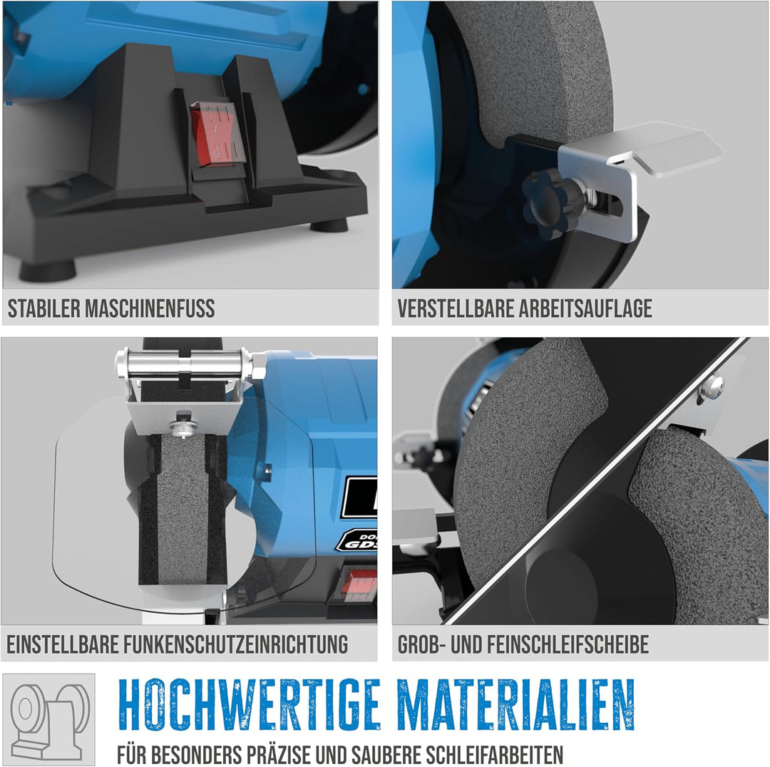 Güde Doppelschleifer GDS 150-15 (250 W, 2980 1/min Motordrehzahl, Grob- & Feinschleifscheibe 36|60 K