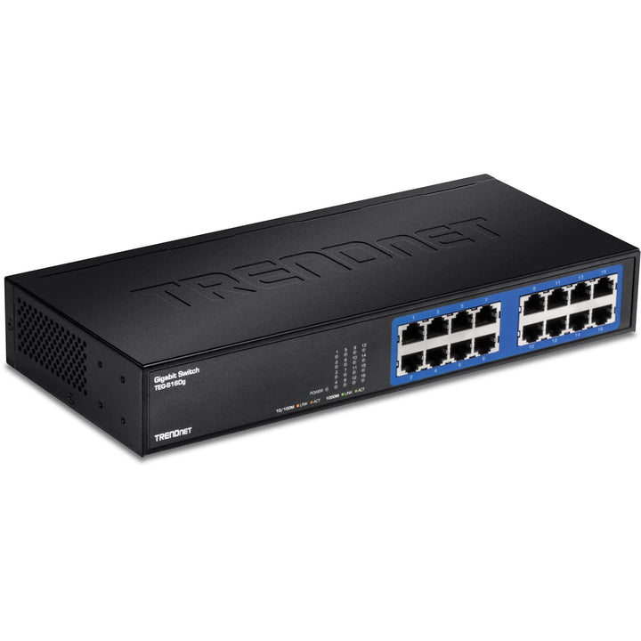 TRENDnet TEG-S16DG 16-Port Unverwalteter Gigabit GREENnet Desktop Metall Switch, Lüfterlos, 16x RJ-4