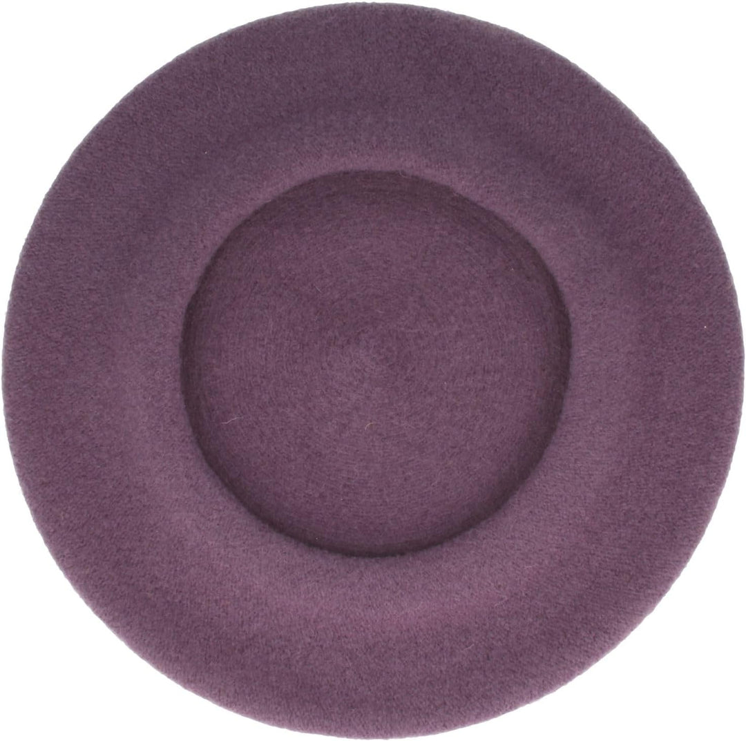 Breiter Damen Baskenmütze Damenmütze Wollmütze - One Size - Barret aus 100% Wolle Einheitsgrösse Ame