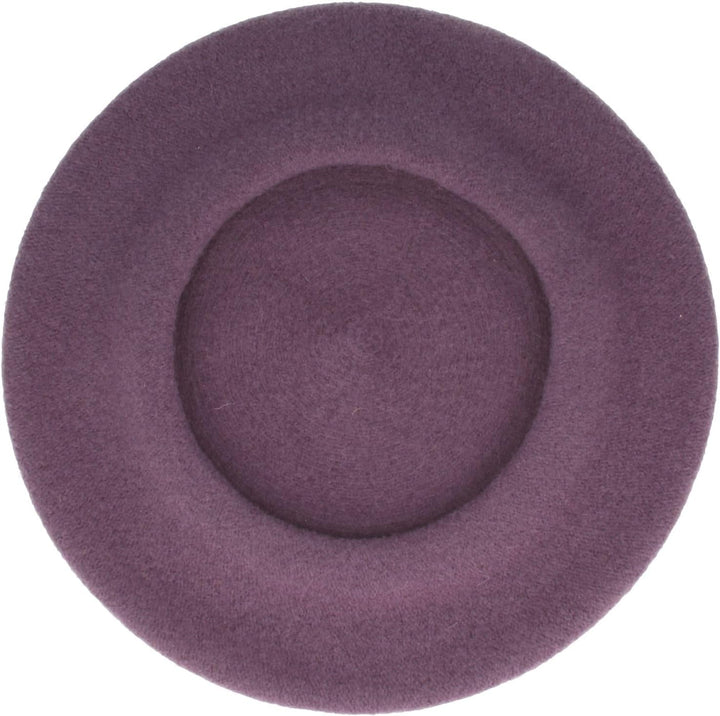 Breiter Damen Baskenmütze Damenmütze Wollmütze - One Size - Barret aus 100% Wolle Einheitsgrösse Ame