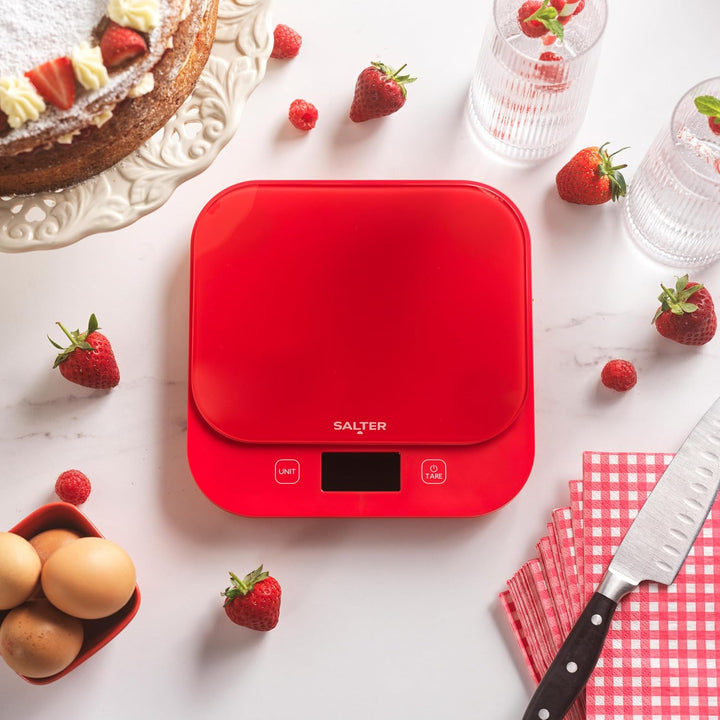 Salter British Bakes Digitale Küchenwaage – Hohe Kapazität von 10 kg, misst Flüssigkeiten, wasserdic