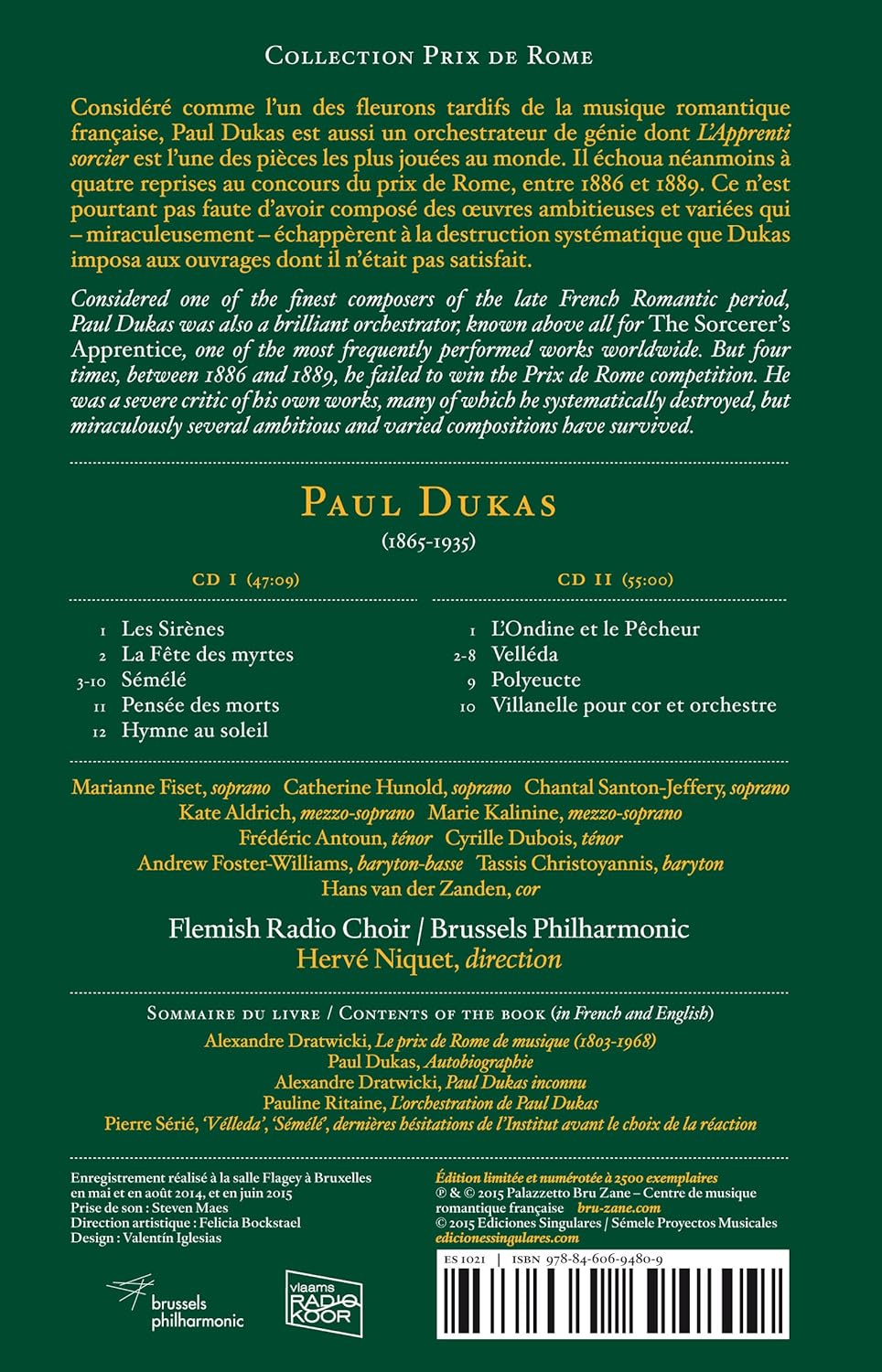 Dukas: Musik für den Prix de Rome, Audio-CD