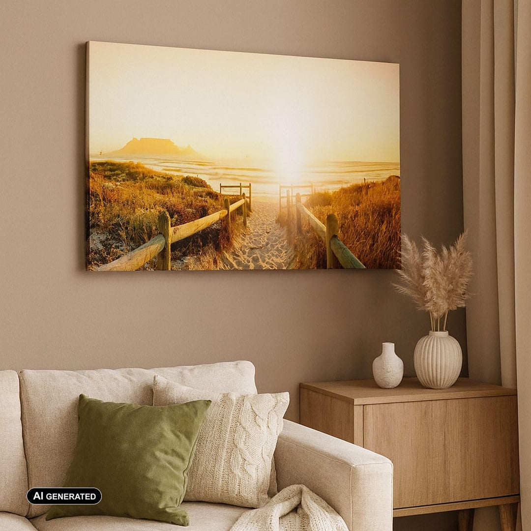Bilder auf Leinwand 100x70cm Leinwandbild Sonnenaufgang Welle Insel Meer Gross Wanddeko Bild Schlafz