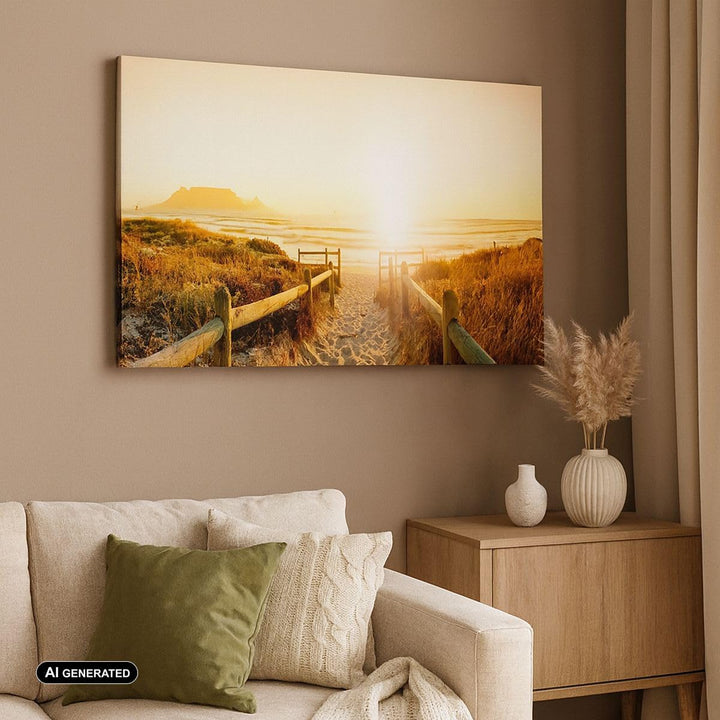 Bilder auf Leinwand 100x70cm Leinwandbild Sonnenaufgang Welle Insel Meer Gross Wanddeko Bild Schlafz