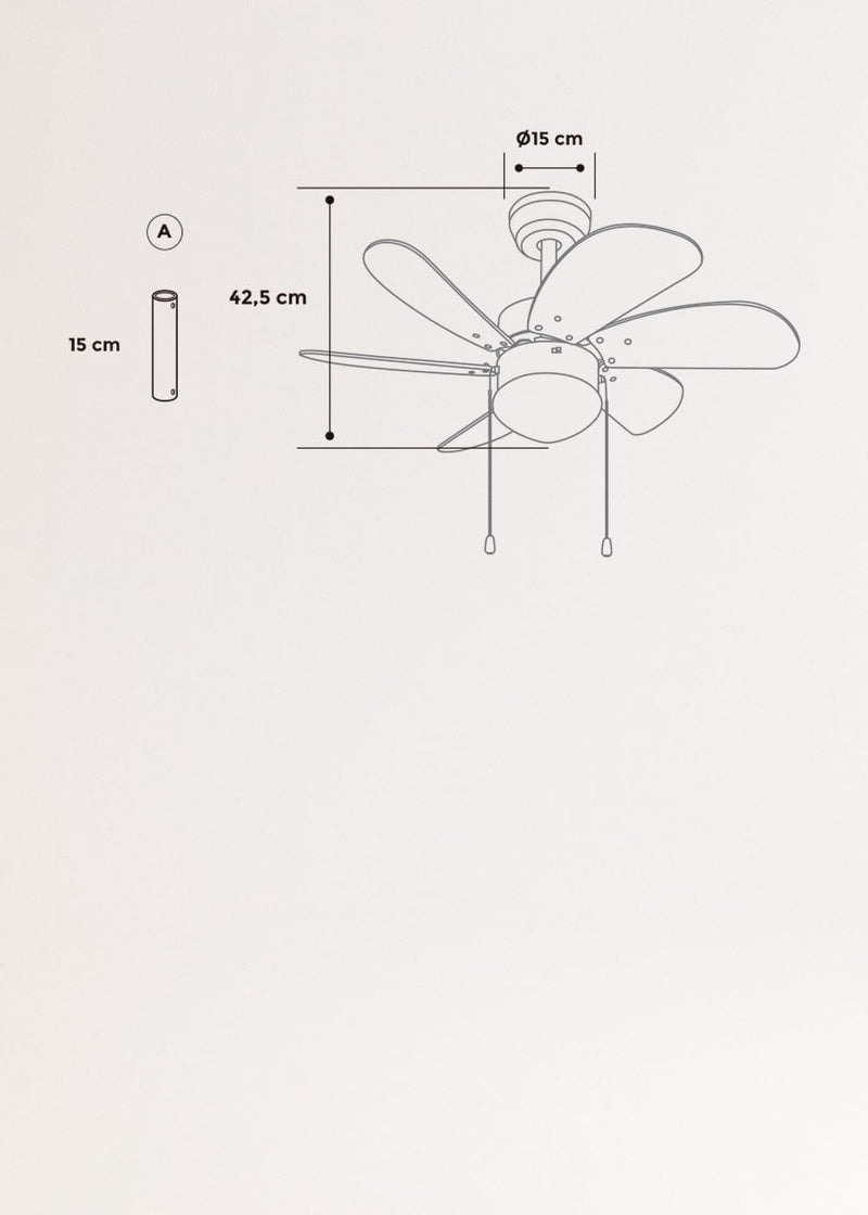 CREATE / WINDLIGHT EASY AC/Deckenventilator Weiss-Rosa mit Beleuchtung, umkehrbaren Naturholz-Flügel