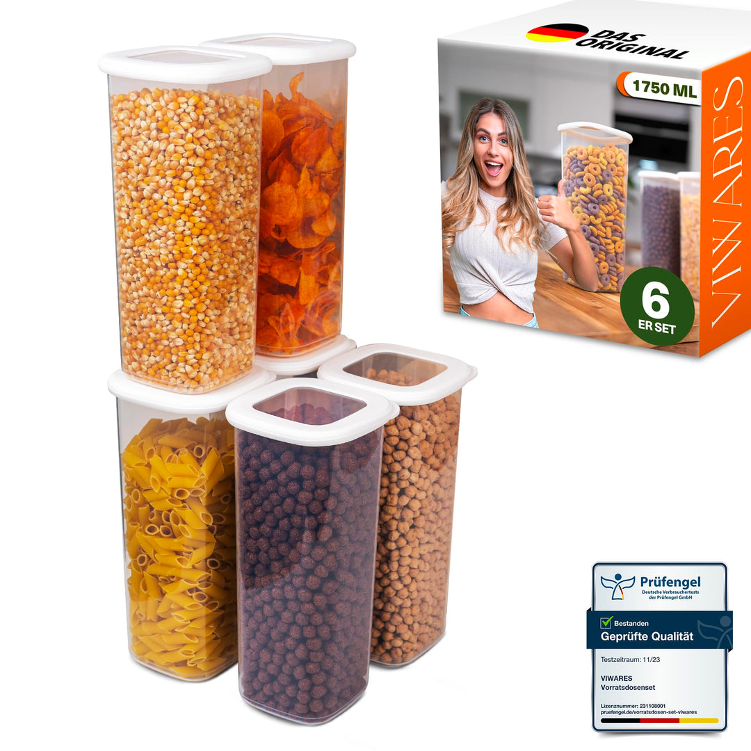 Viwares Vorratsdosen mit Deckel Luftdicht | 6er Vorratsbehälter Set | BPA-FREI | Zur Müsli Mehl und