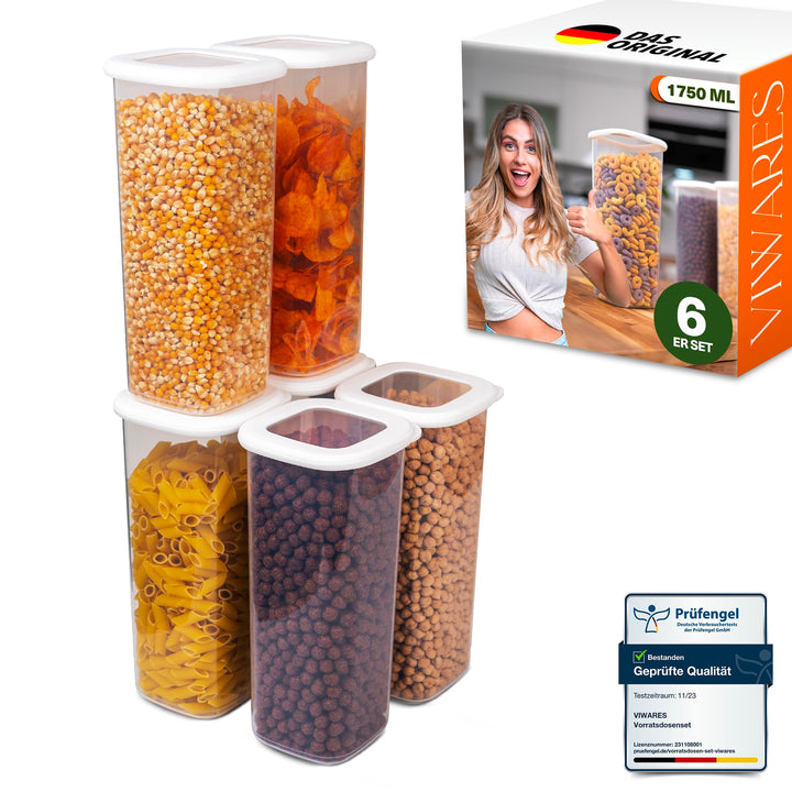 Viwares Vorratsdosen mit Deckel Luftdicht | 6er Vorratsbehälter Set | BPA-FREI | Zur Müsli Mehl und