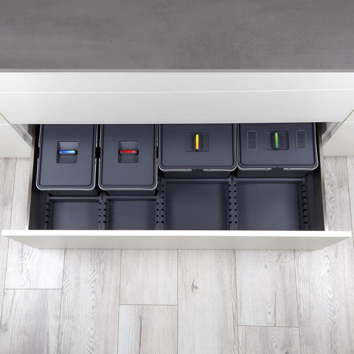 SOTECH Abfallsammler Draw 12+12+12+12L Abfallsystem Abfalltrennsystem für Auszug Korpusbreite 120 cm