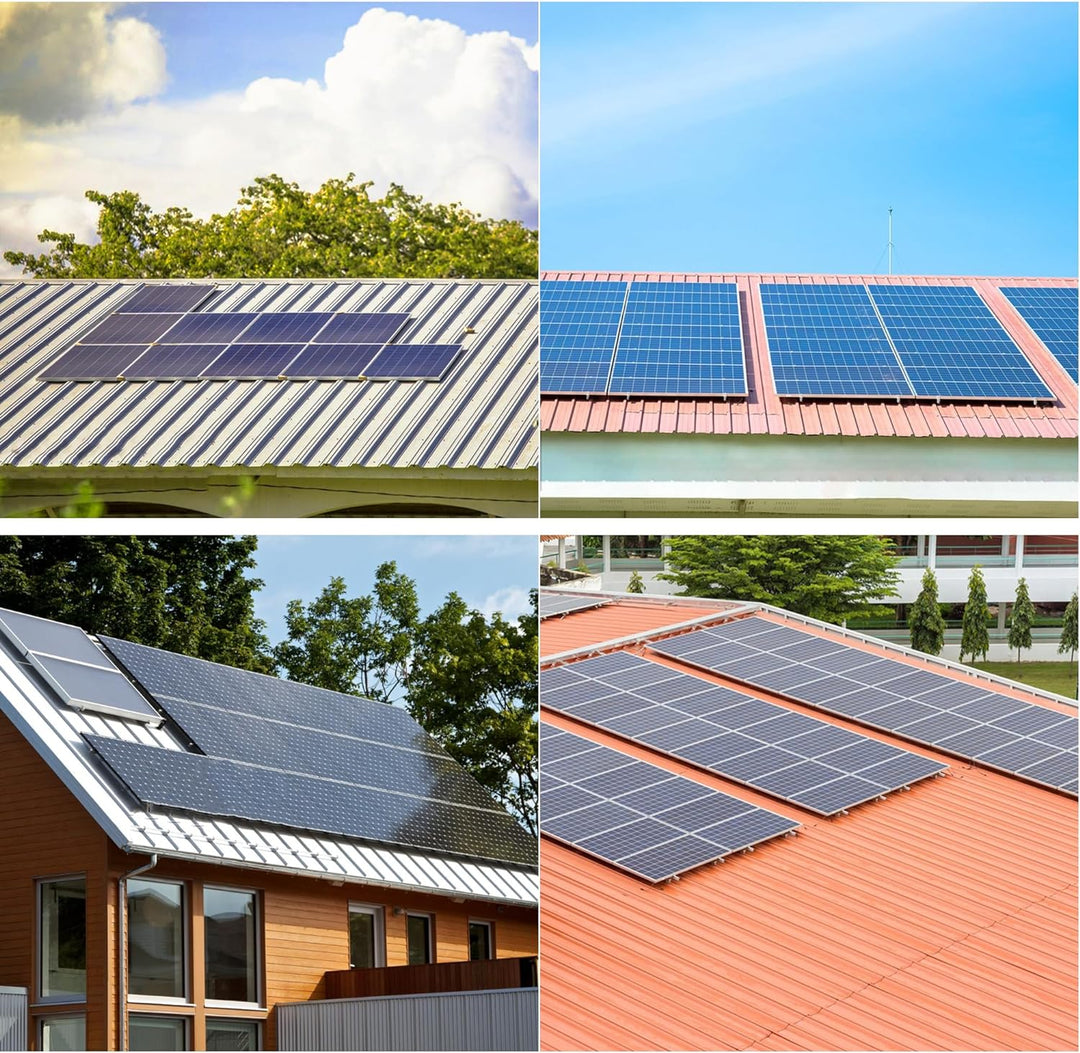 Warmfay Solarmodul Halterung Montageset, Schwarzes 12CM Aluprofil und Verstellbare Klammern Befestig