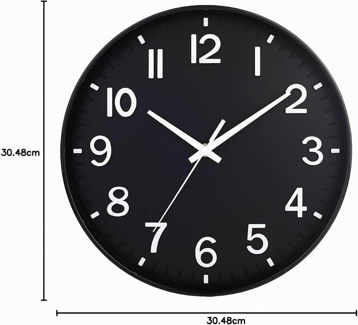 HZDHCLH 30cm Lautlos Wanduhr Schleichende Sekunde mit Arabisch Ziffer ohne Ticken für Dekoration Woh