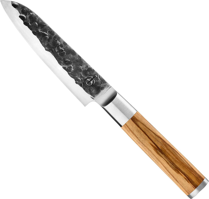 Forged Olive Santokumesser 14cm, handgefertigt, in Holzkiste