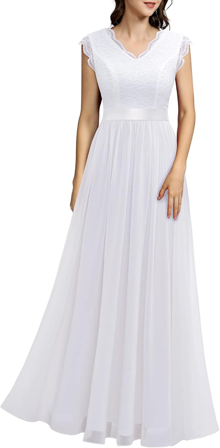 Dressystar Spitzen Cocktailkeid Elegant für Hochzeit Knielang Festlich Abendkleider Kurz XXL Band_we