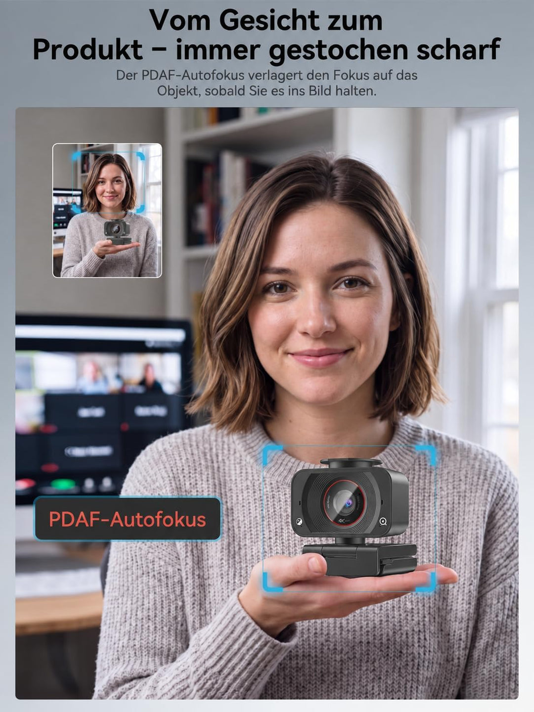 Spedal AF981 4K Webcam mit Mikrofon, PDAF Autofokus, PC Kamera