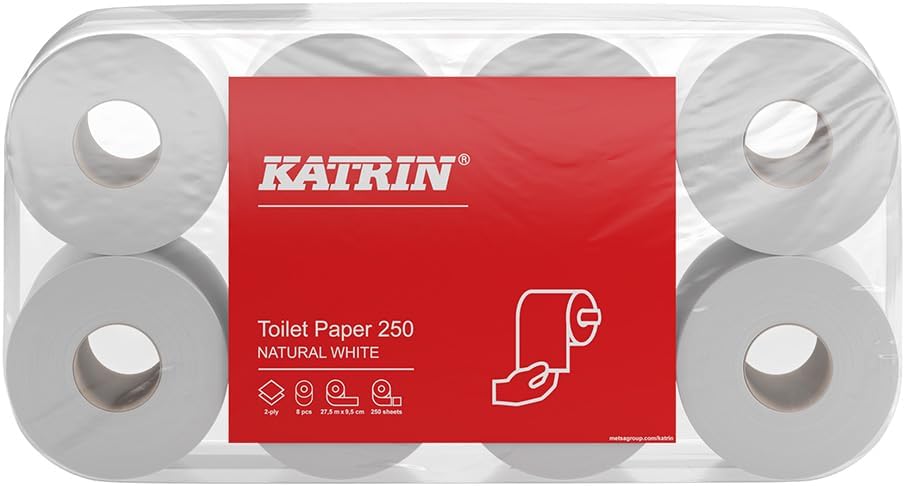 Toilettenpapier Katrin Basic natur, 2-lagig, 250 Blatt, 8x8=64 Rollen im Folienbeutel #169505