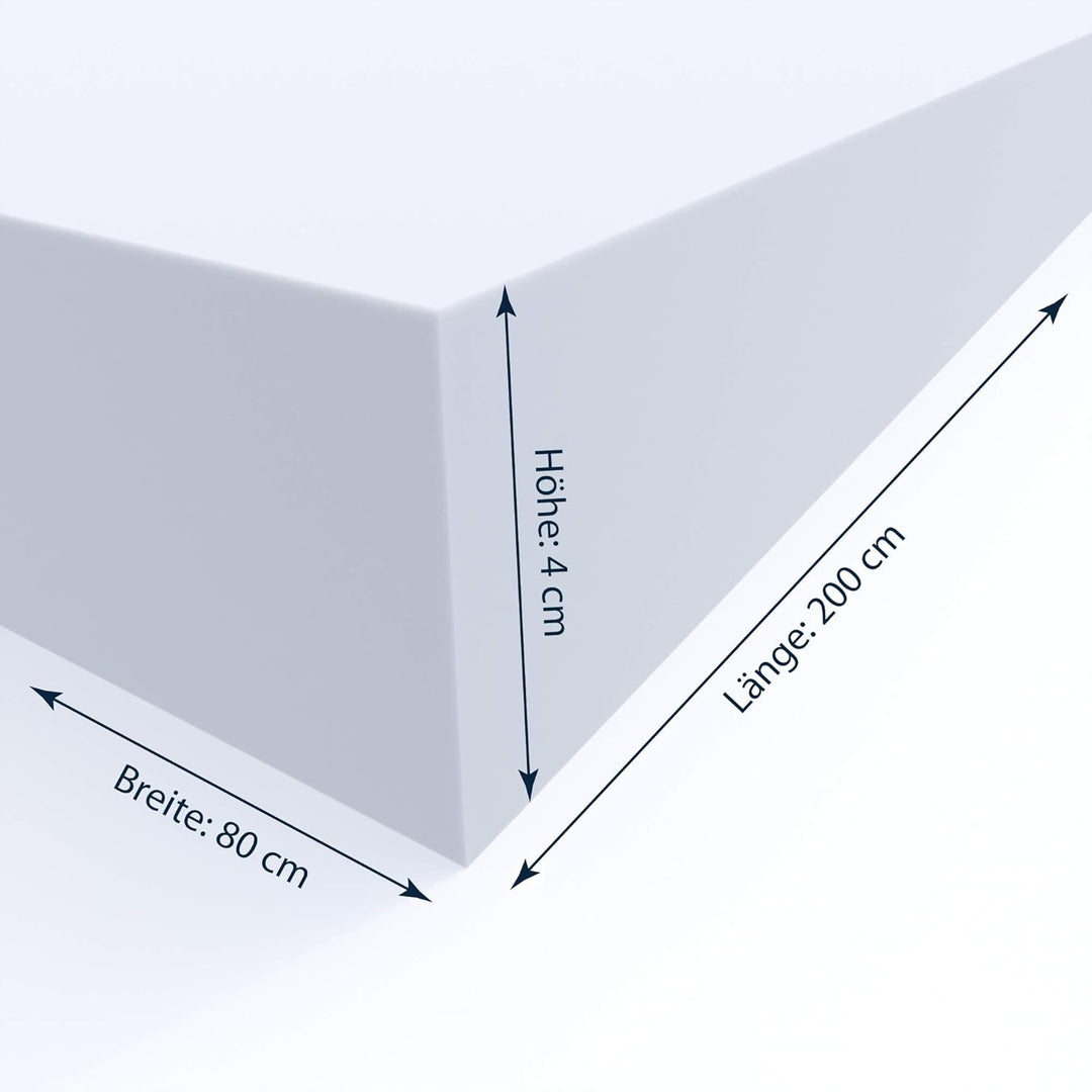 MSS e.K. Schaumstoffplatte Polster Auflage Topper - 200 x 80 x 4 cm - RG27/45 4 cm 80 x 200 cm, 4 cm