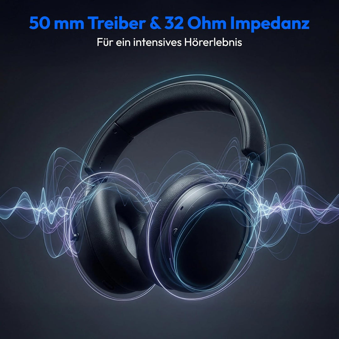 MEDION Over Ear Kopfhörer HX-1 Pure (kabellos, Bluetooth 5.4, Wireless, Passive Noise Isolation, 3+1