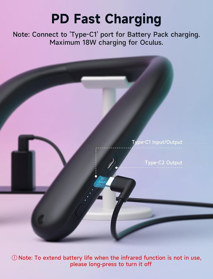 JSAUX Akku-Pack für Oculus Quest 3 2, 10000mAh PD Schnellladegerät Akku-Pack (Extra 4-6 H Spielzeit)