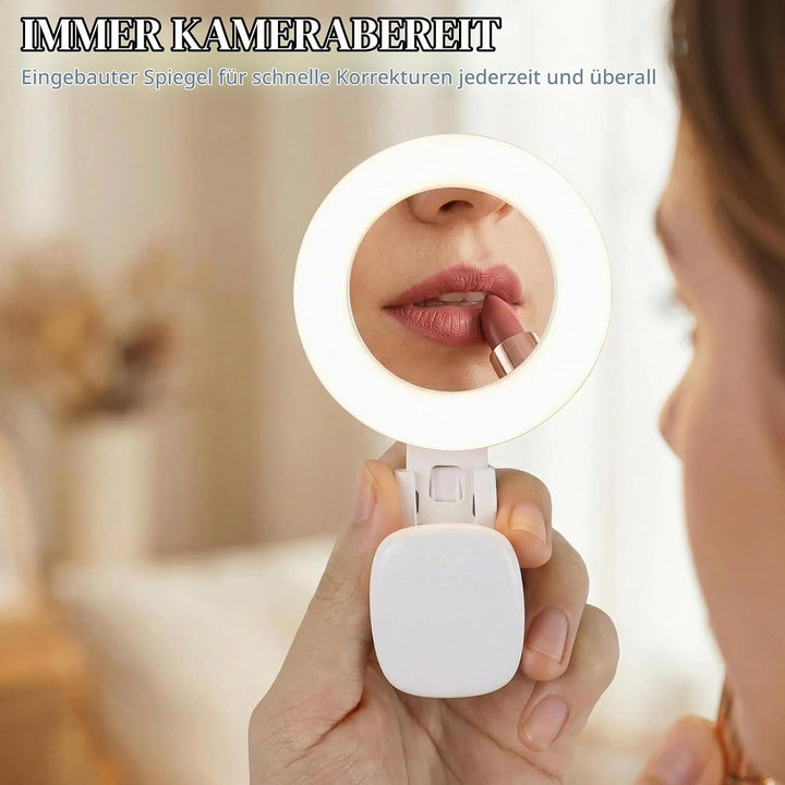 2er Set Selfie Licht Handy – Ringlicht Handy mit 3 Farbtemperaturen, 9 Helligkeitsstufen, 180° drehb