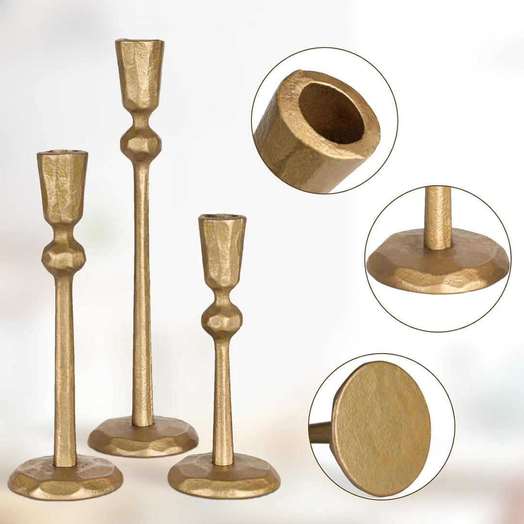 Kerzenhalter aus Eisen, Antik-Optik, 3 Stück, dekorativer Kerzenständer, Kerzenhalter für Hochzeit,