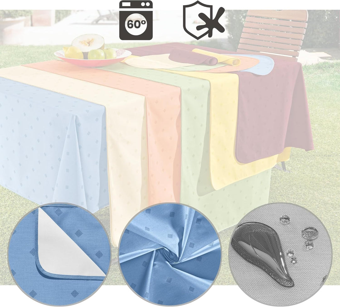 Erwin Müller abwaschbare Tischdecke, Tischwäsche Neuss im Rautendesign, blau Grösse 130x250 cm - acr