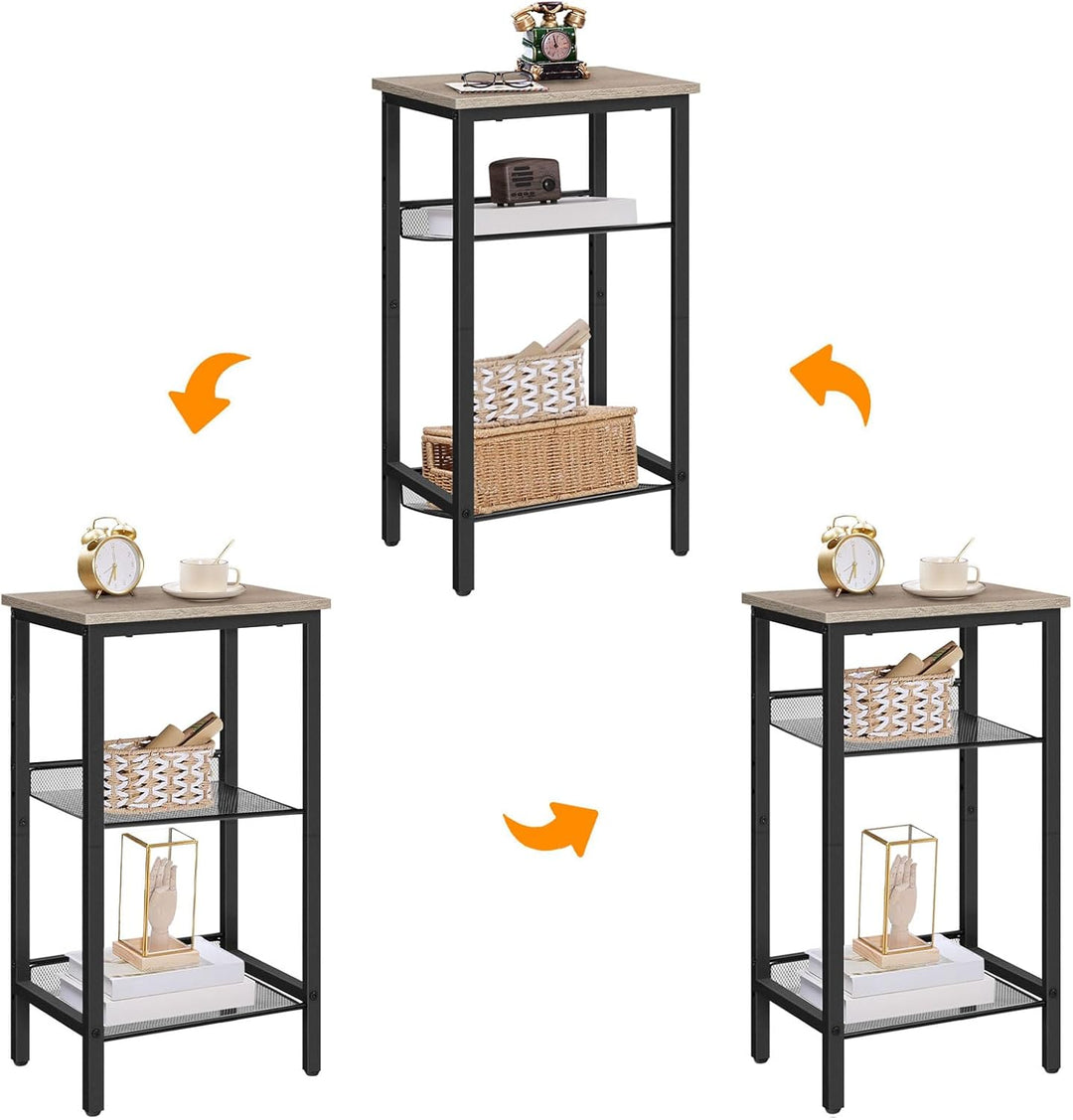 HOOBRO Beistelltisch, Telefontisch mit 2 verstellbaren Gitterablagen 45 x 35 x 75 cm, Sofatisch, Kaf