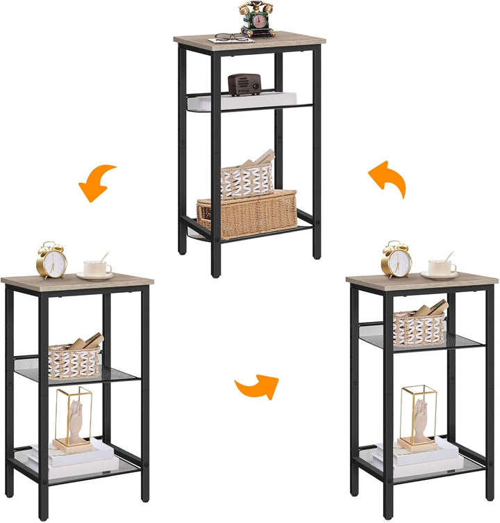 HOOBRO Beistelltisch, Telefontisch mit 2 verstellbaren Gitterablagen 45 x 35 x 75 cm, Sofatisch, Kaf