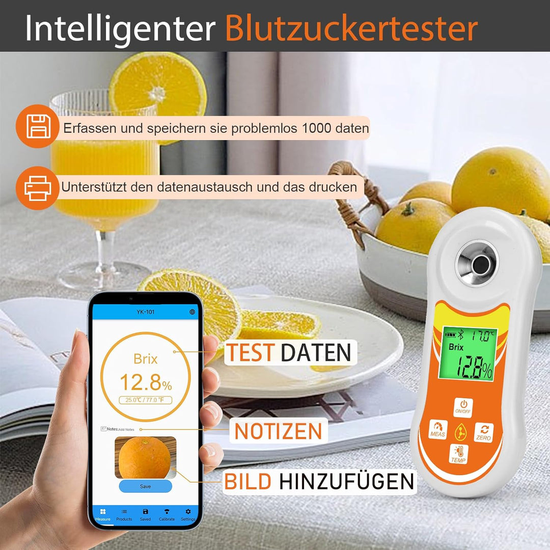 Digitales Brix-Refraktometer, YINMIK Brix Messgerät mit 0-60%, Refraktometer, automatische Temperatu