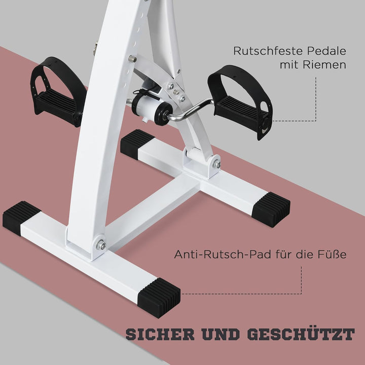 HOMCOM Heimtrainer Bewegungstrainer Pedaltrainer für Senioren Stahl Schwarz/Weiss 41 x 42,5 x