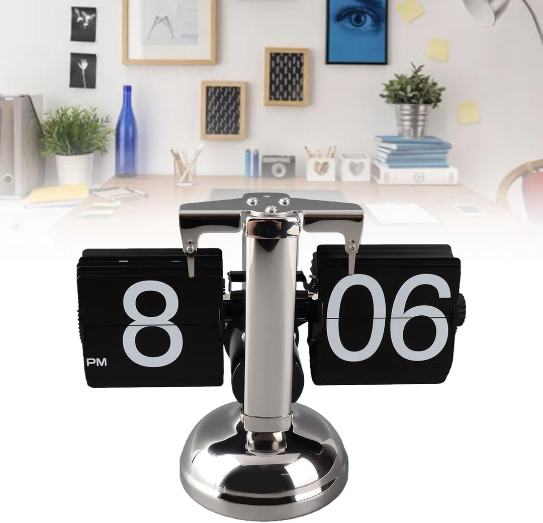 Cocoarm Digitale Flip-Down-Uhr, Retro minimalistische mechanische Auto-Flip-Uhr, Edelstahl, grosse Z
