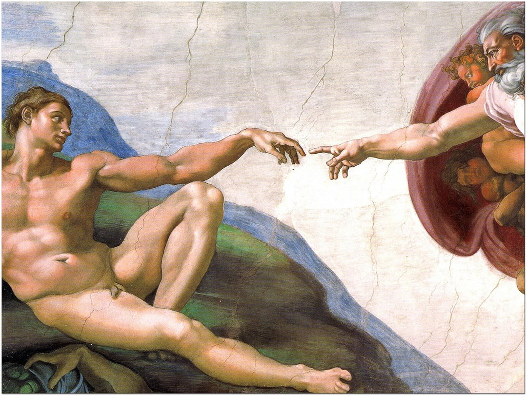 Bilderdepot24 Bild auf Leinwand | Michelangelo Die Erschaffung Adams in 70x50 cm als Wandbild | Wand