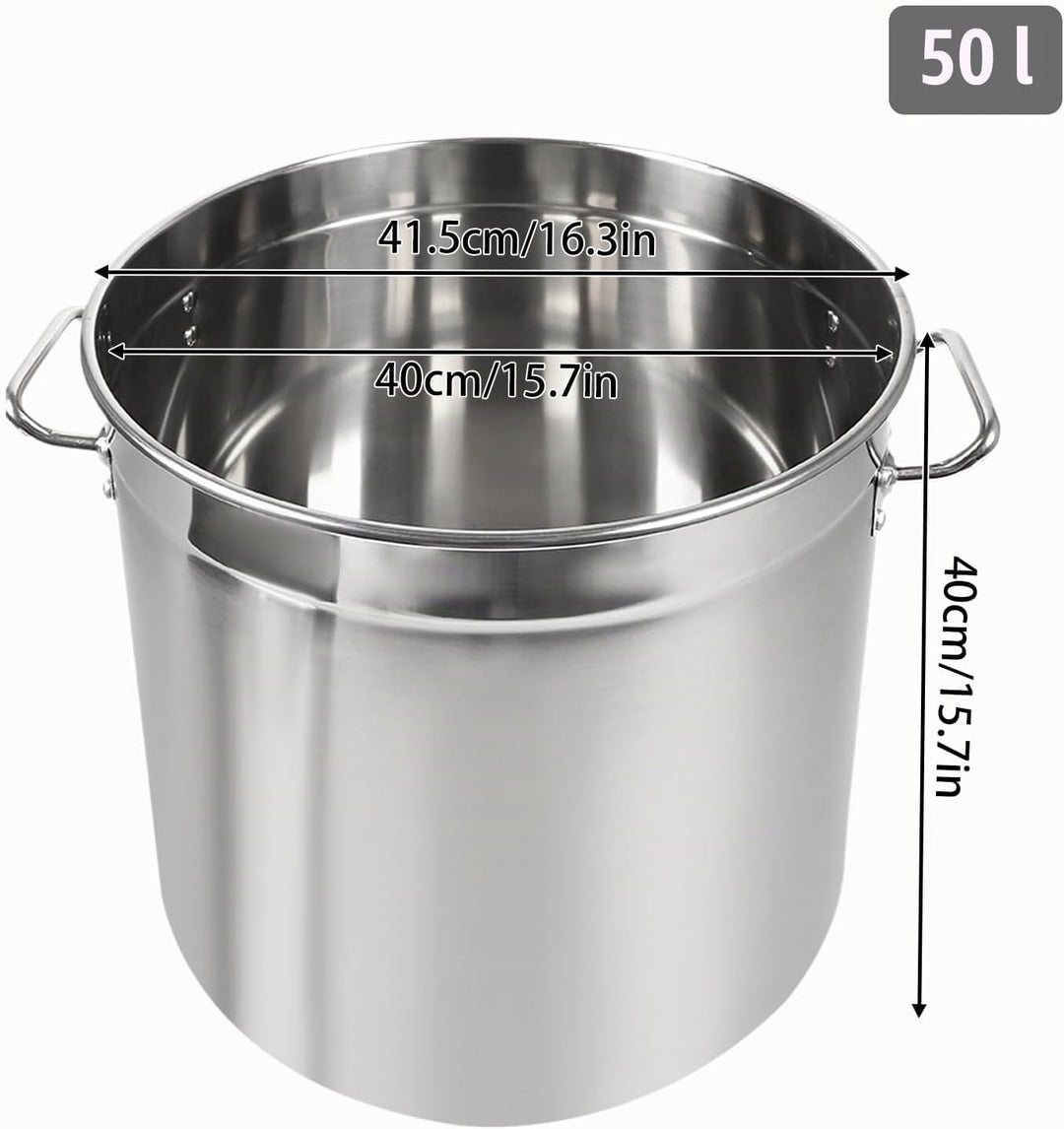 Edelstahl Suppentopf 50L, Kochtopf induktion Gross mit Griffen, Ebener Boden, Versenkbarer Deckel, Ø