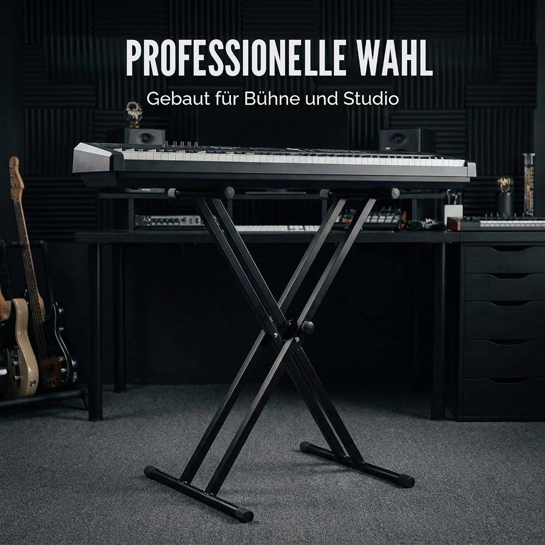 Rockjam Double Bracked Einstellbarer Tastaturständer mit Verriegelungsbändern Double Bracked
